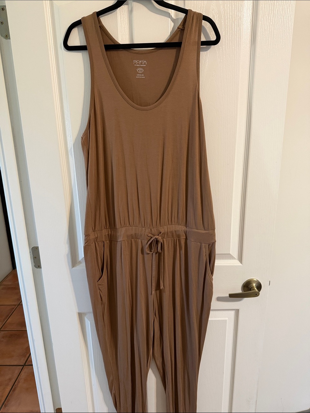 Sofia by Sofia Vergara Drawstring Tank Jumpsuit - Tanish Brown